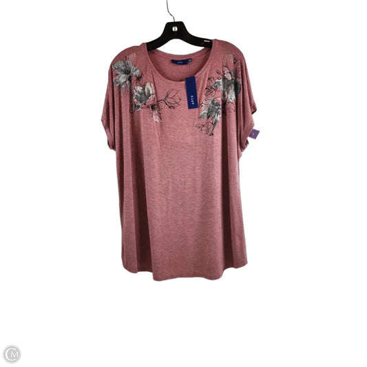 Top Short Sleeve By Apt 9 In Red & Silver, Size: Xxl