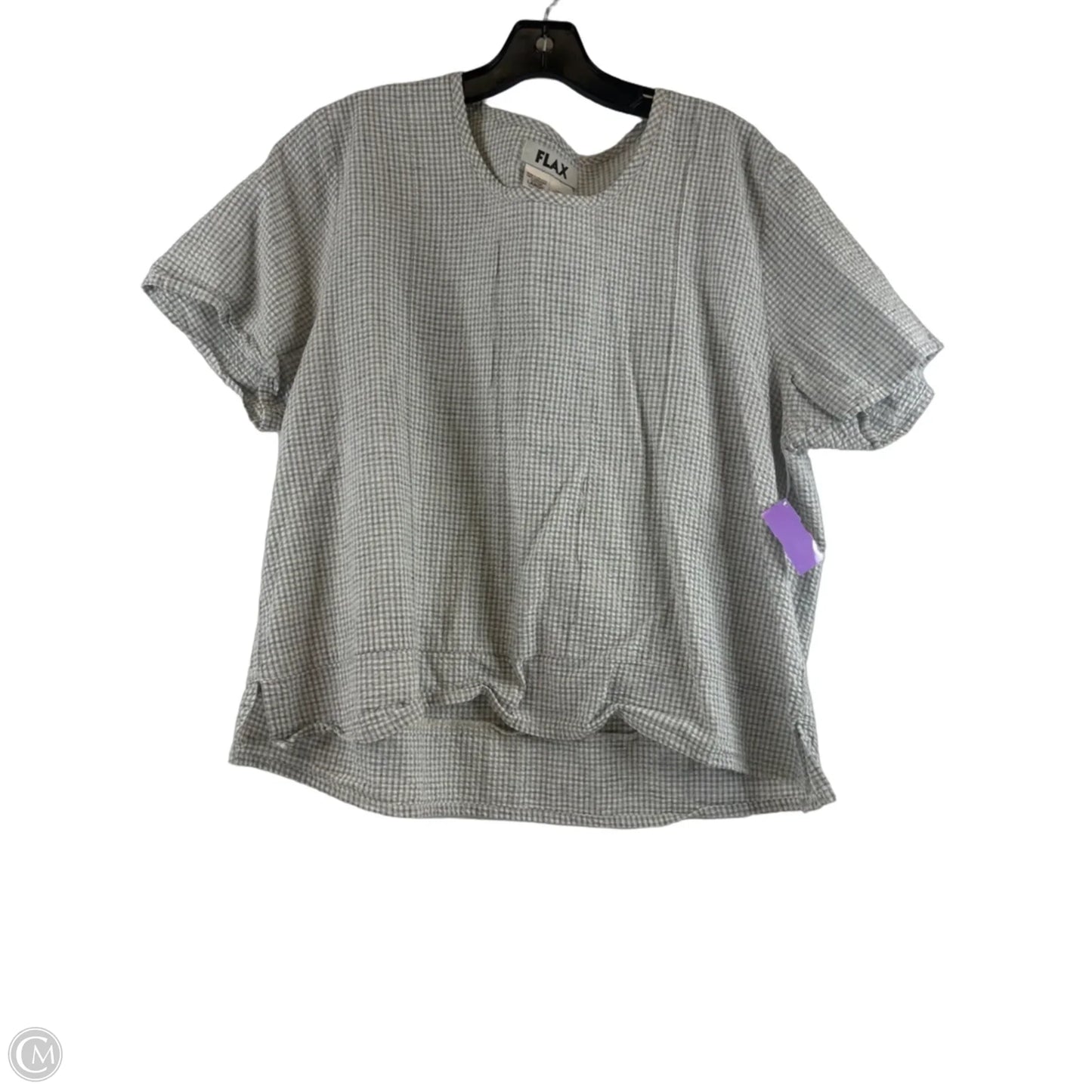 Top Short Sleeve By Flax In Checkered Pattern, Size: L