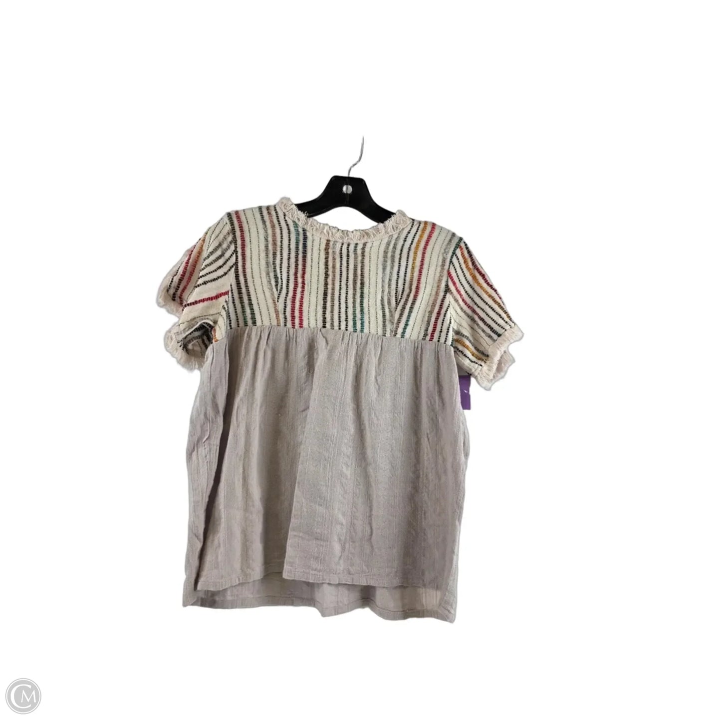 Top Short Sleeve By Thml In Grey & Tan, Size: S