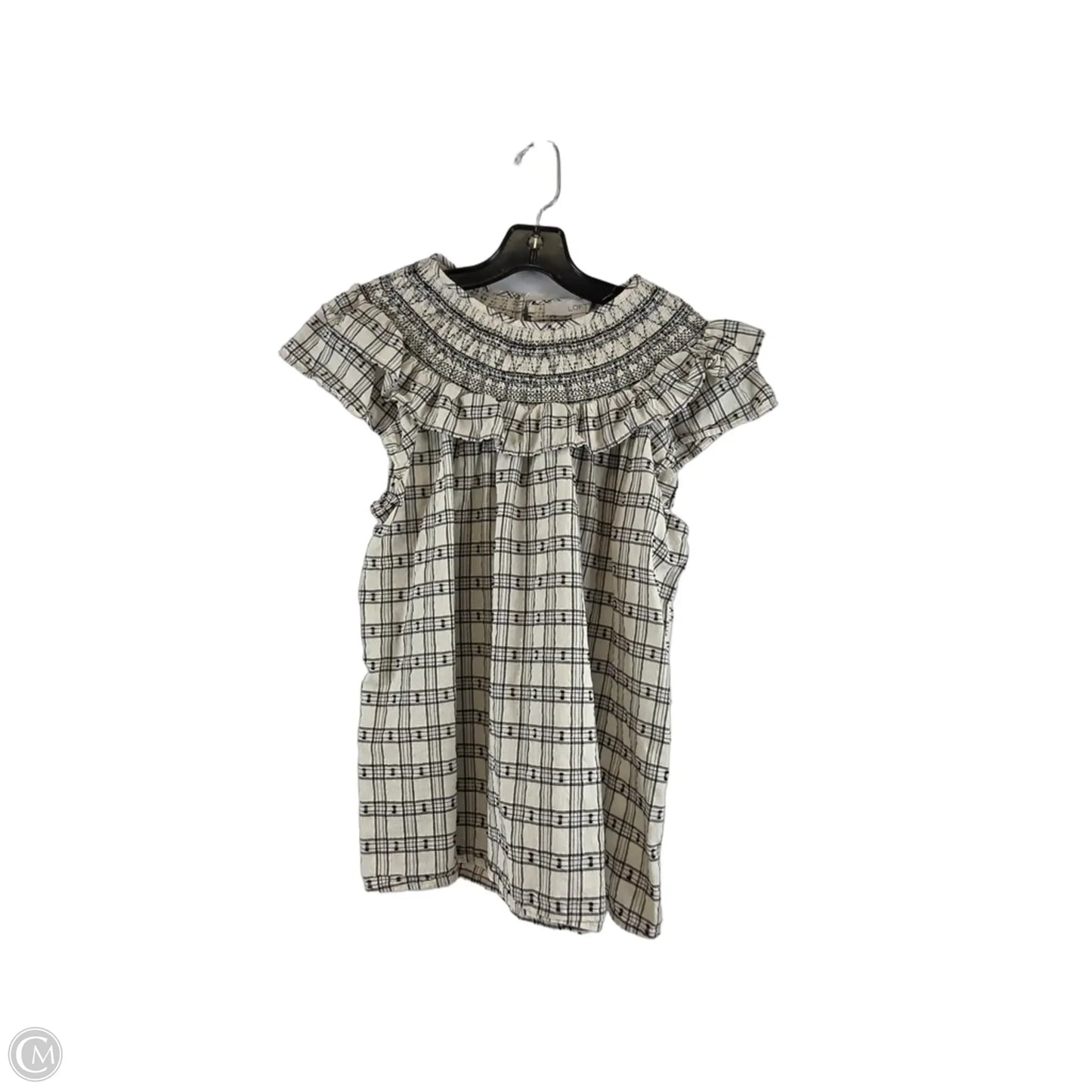 Top Short Sleeve By Loft In Black & Cream, Size: M