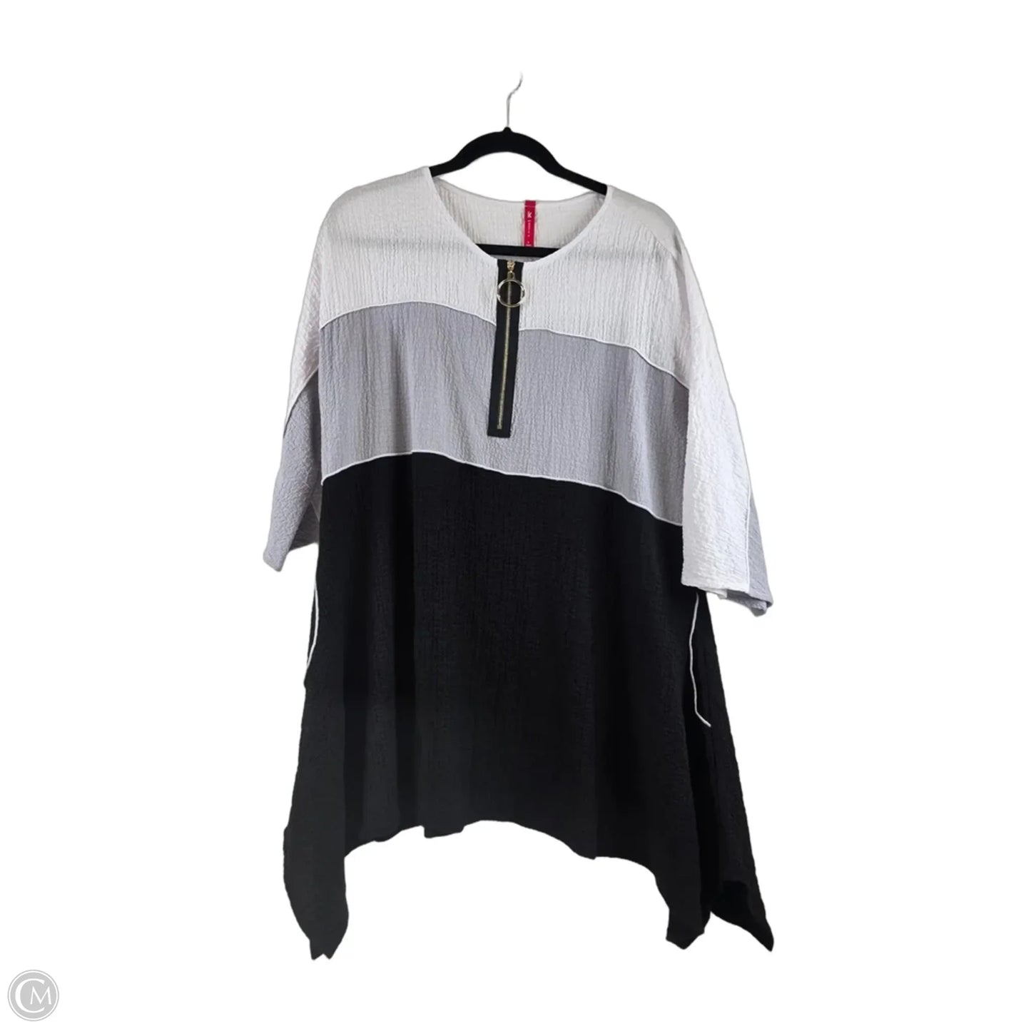 Top Short Sleeve By Ic By Connie K In Black & Grey, Size: L