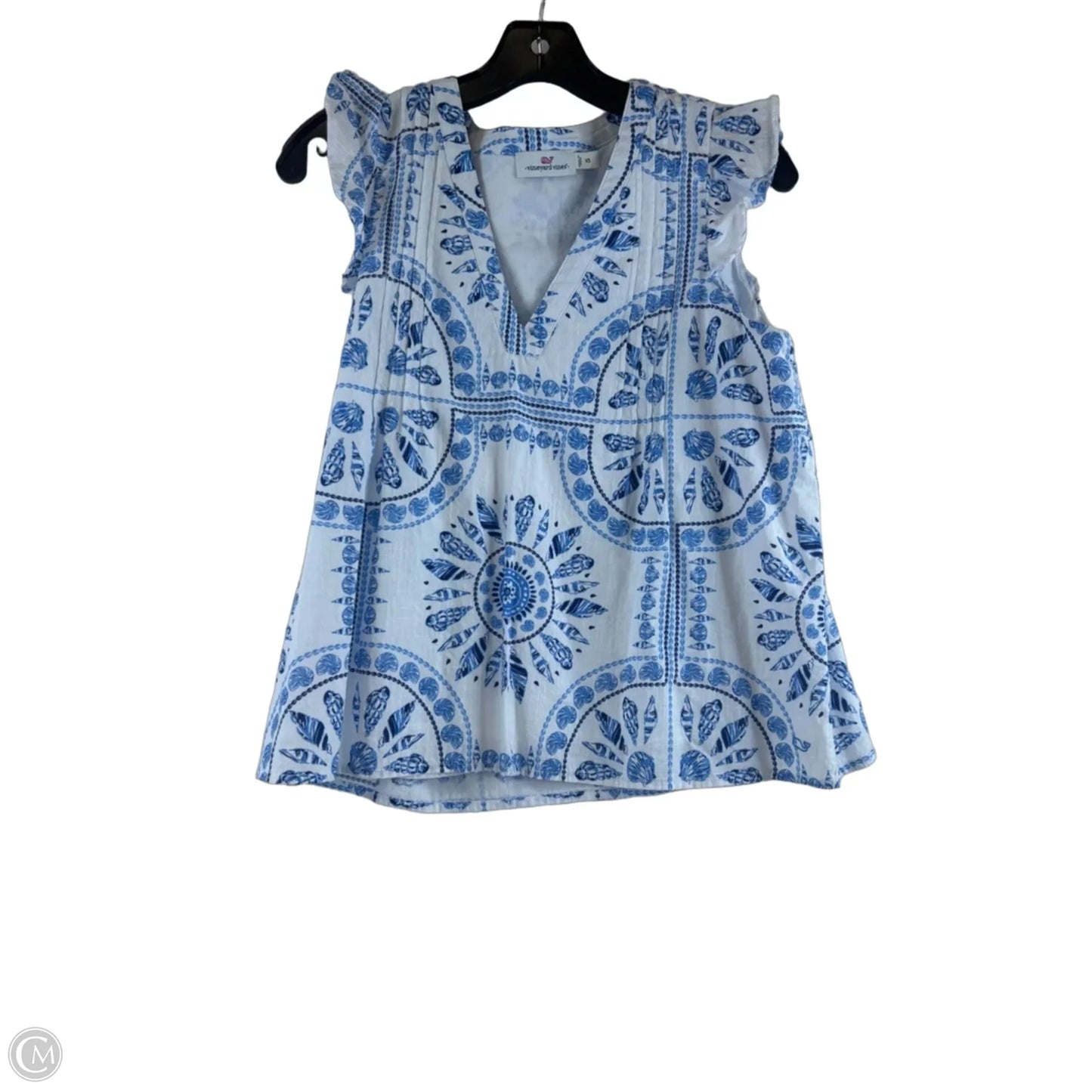 Top Short Sleeve By Vineyard Vines In Blue & White, Size: Xs