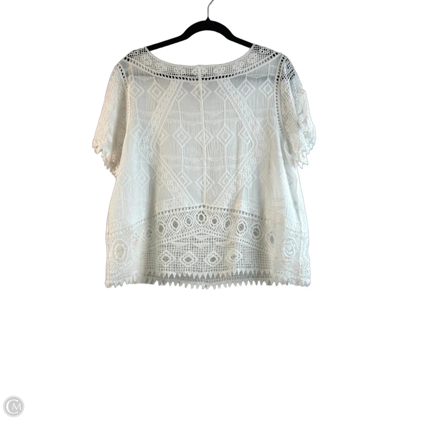 Top Short Sleeve By Ultra Pink In White, Size: L