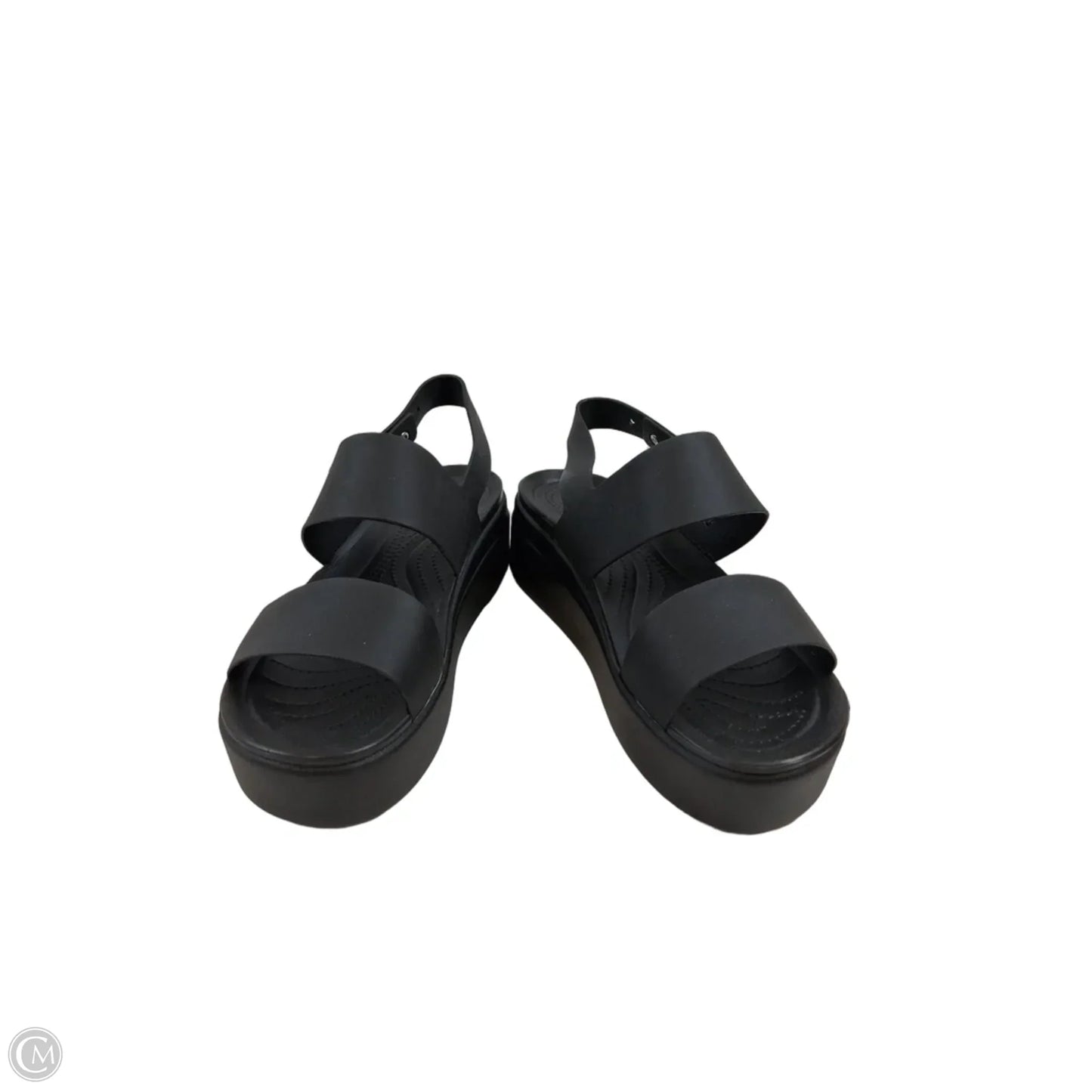 Sandals Heels Platform By Crocs In Black, Size: 10