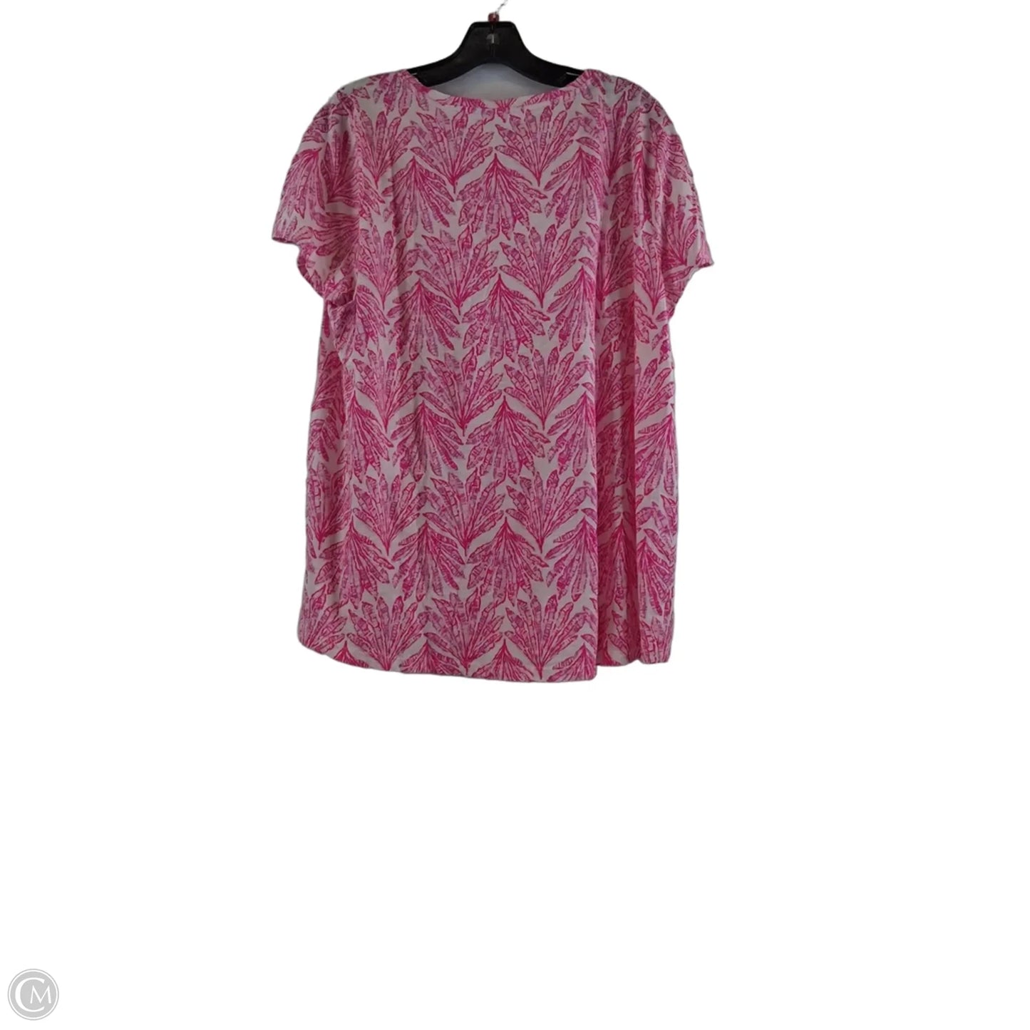 Top Short Sleeve Designer By Lilly Pulitzer In Pink & White, Size: Xl