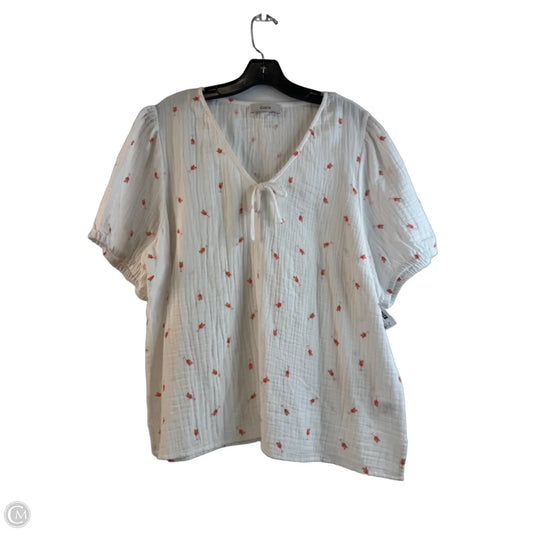 Top Short Sleeve By Cece In Orange & White, Size: Xl