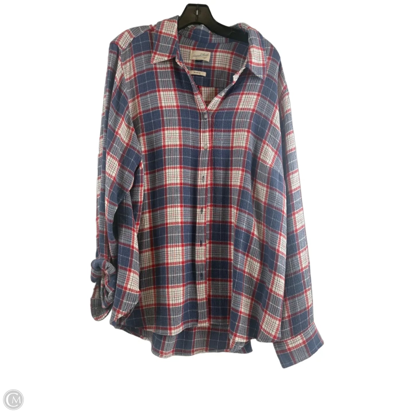 Top Long Sleeve By Universal Thread In Plaid Pattern, Size: Xxl
