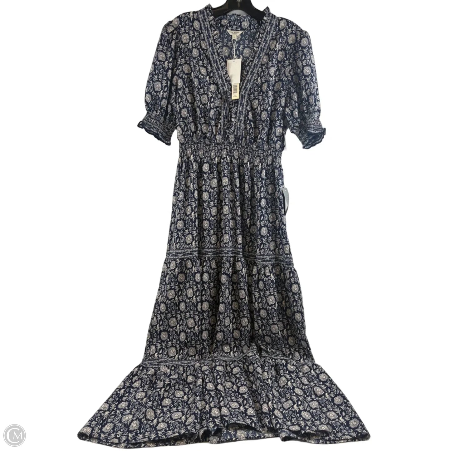 Dress Casual Maxi By Max Studio In Blue & Cream, Size: L