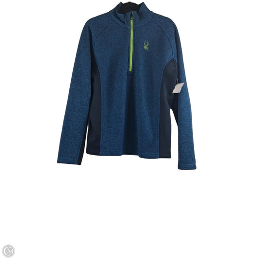 Athletic Top Long Sleeve Collar By Spyder In Blue, Size: M