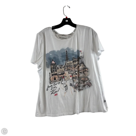 Top Short Sleeve Designer By Karl Lagerfeld In Blue & White, Size: XL