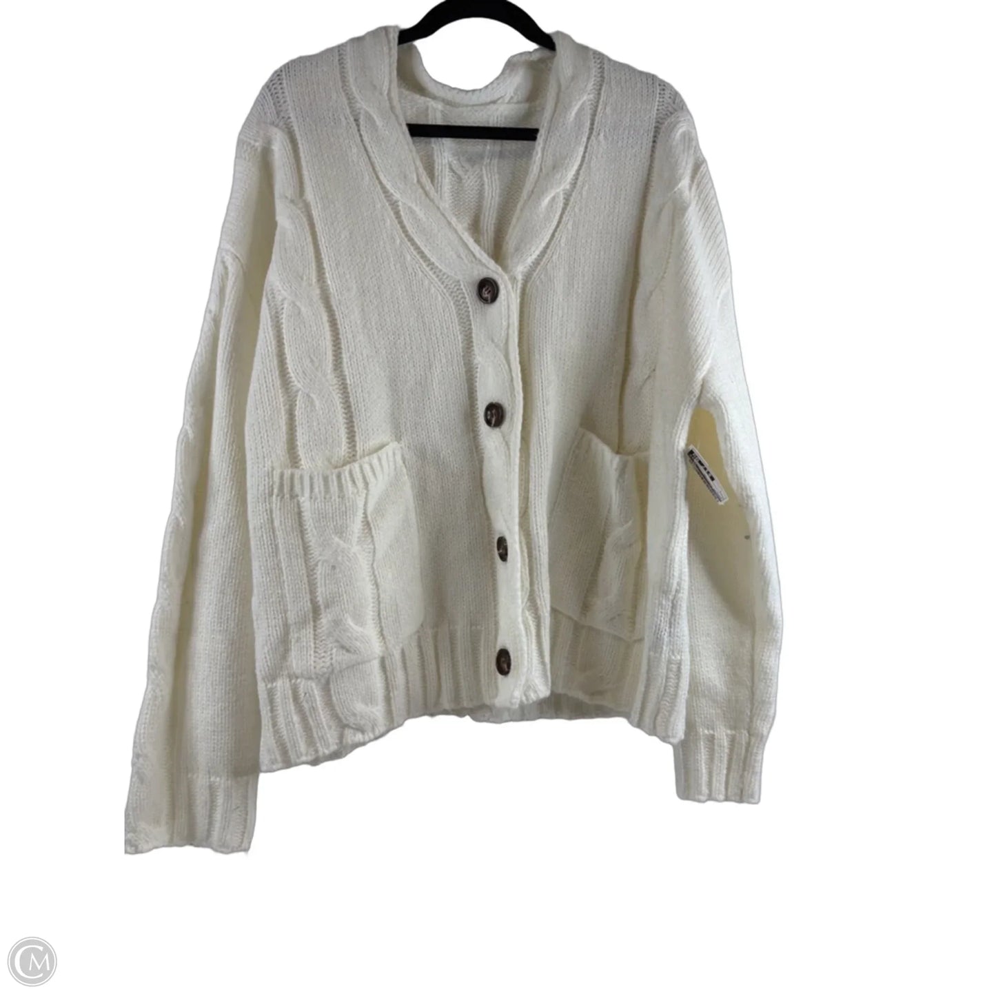Sweater Cardigan By Cider In White, Size: L