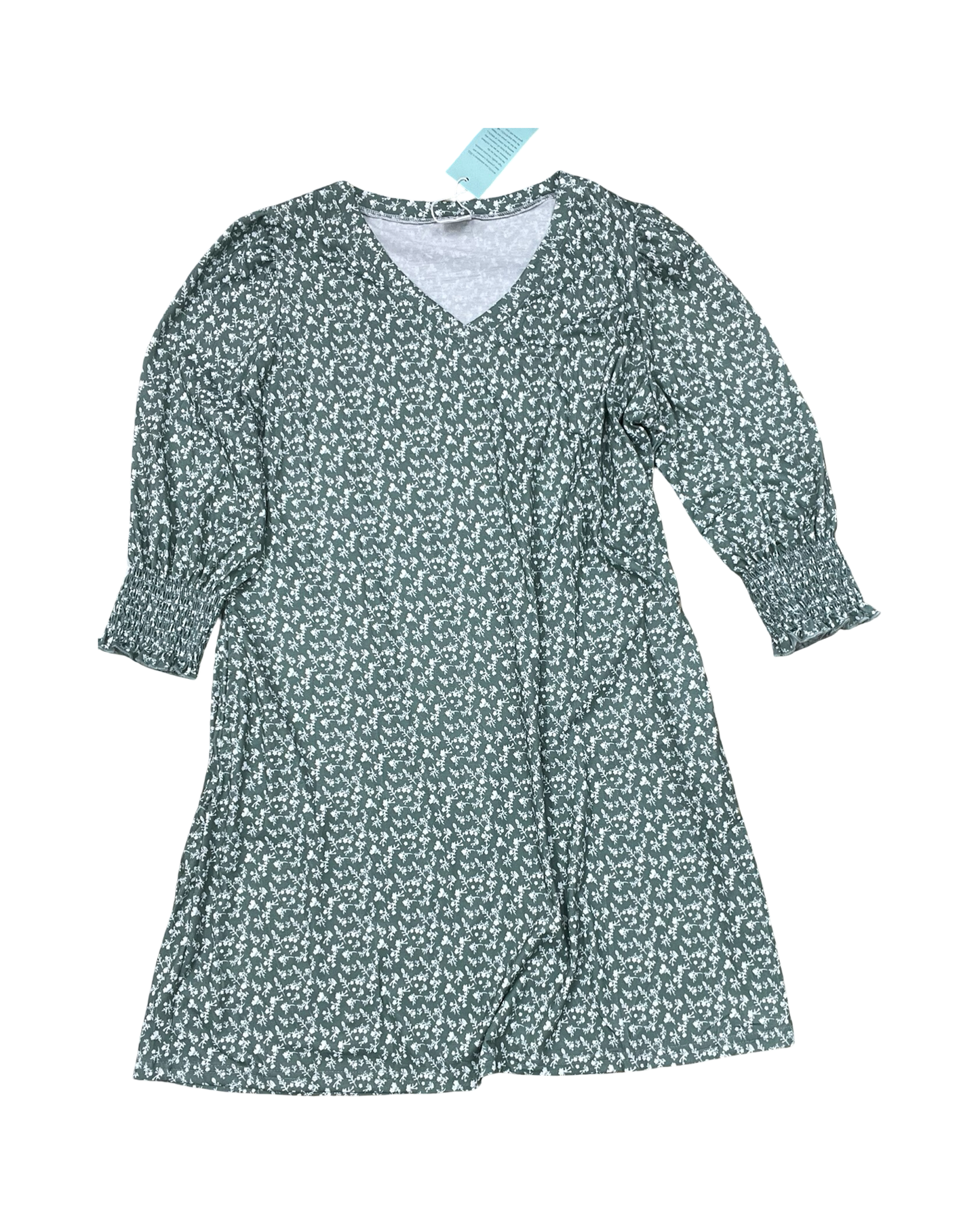 Dress Casual Midi By Clothes Mentor In Green & White, Size:L
