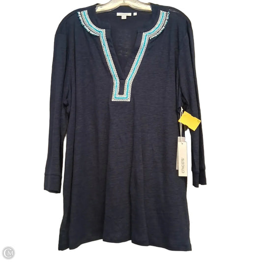 Top Long Sleeve By Chicos In Navy, Size: Xl