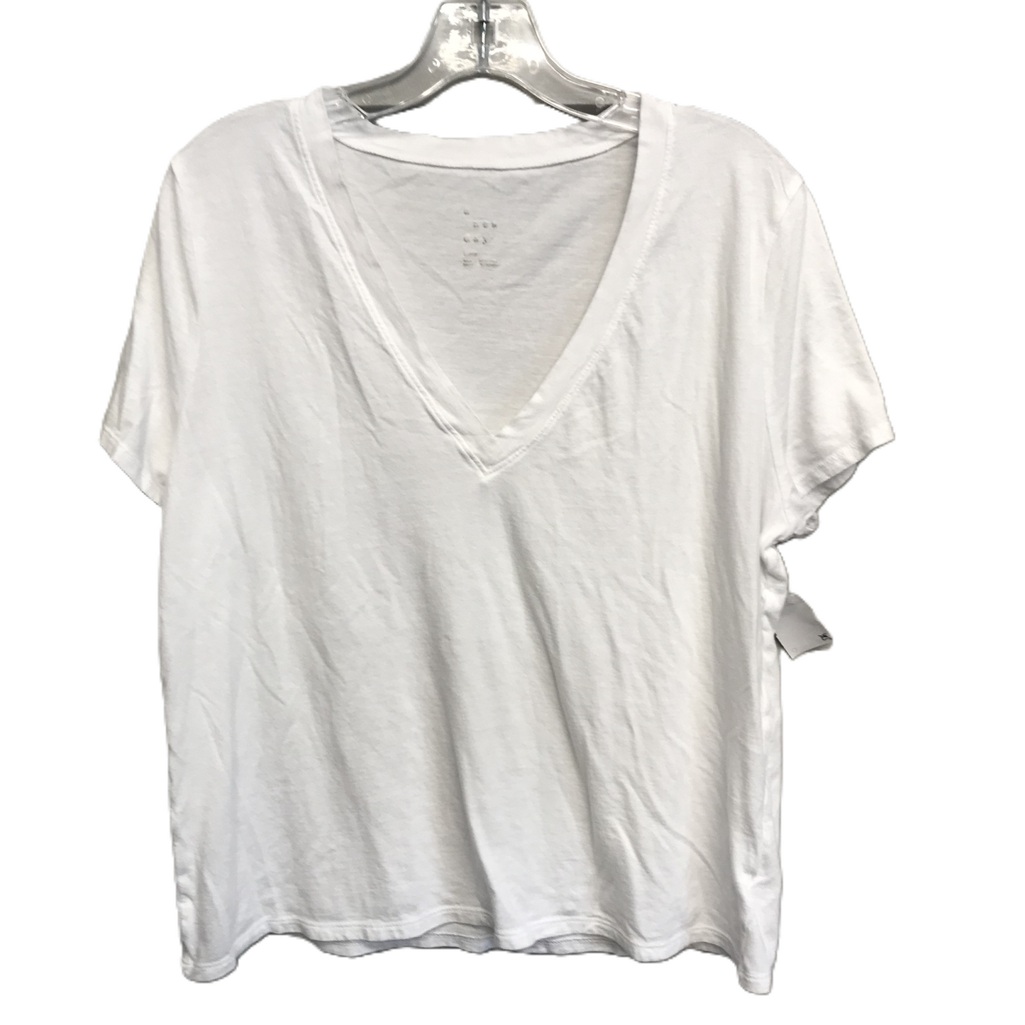 White Top Short Sleeve Basic By A New Day, Size: L