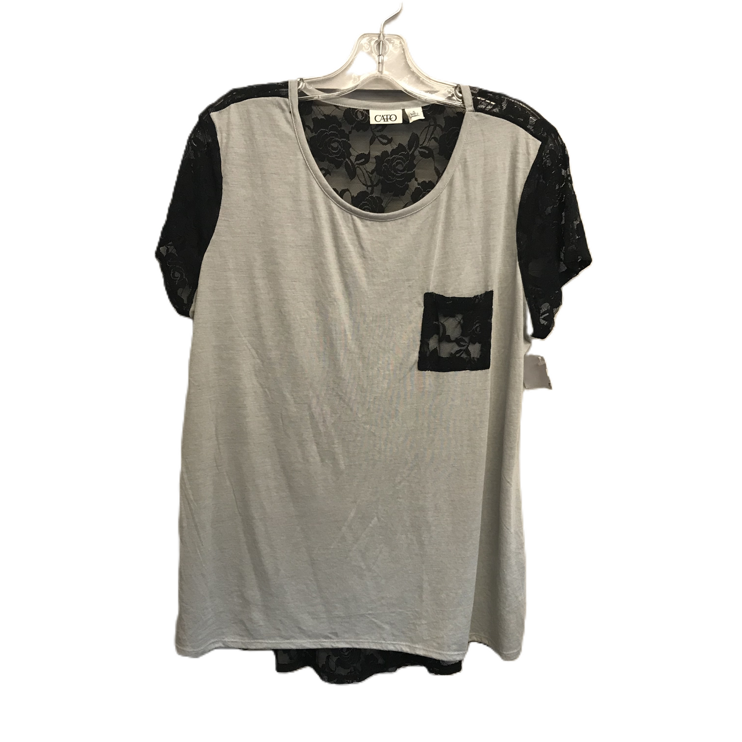 Black & Grey Top Short Sleeve By Cato, Size: Xl