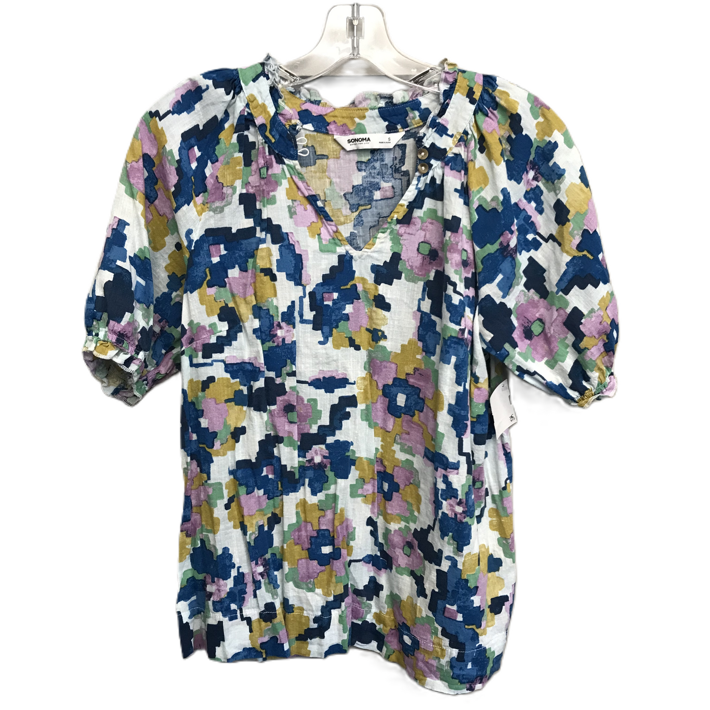 Multi-colored Top Short Sleeve By Sonoma, Size: S