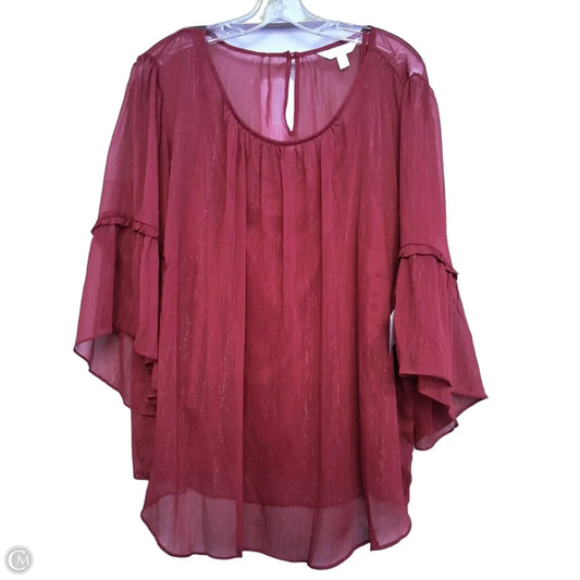 Top 2pc Long Sleeve By Lc Lauren Conrad In Maroon, Size: 3x