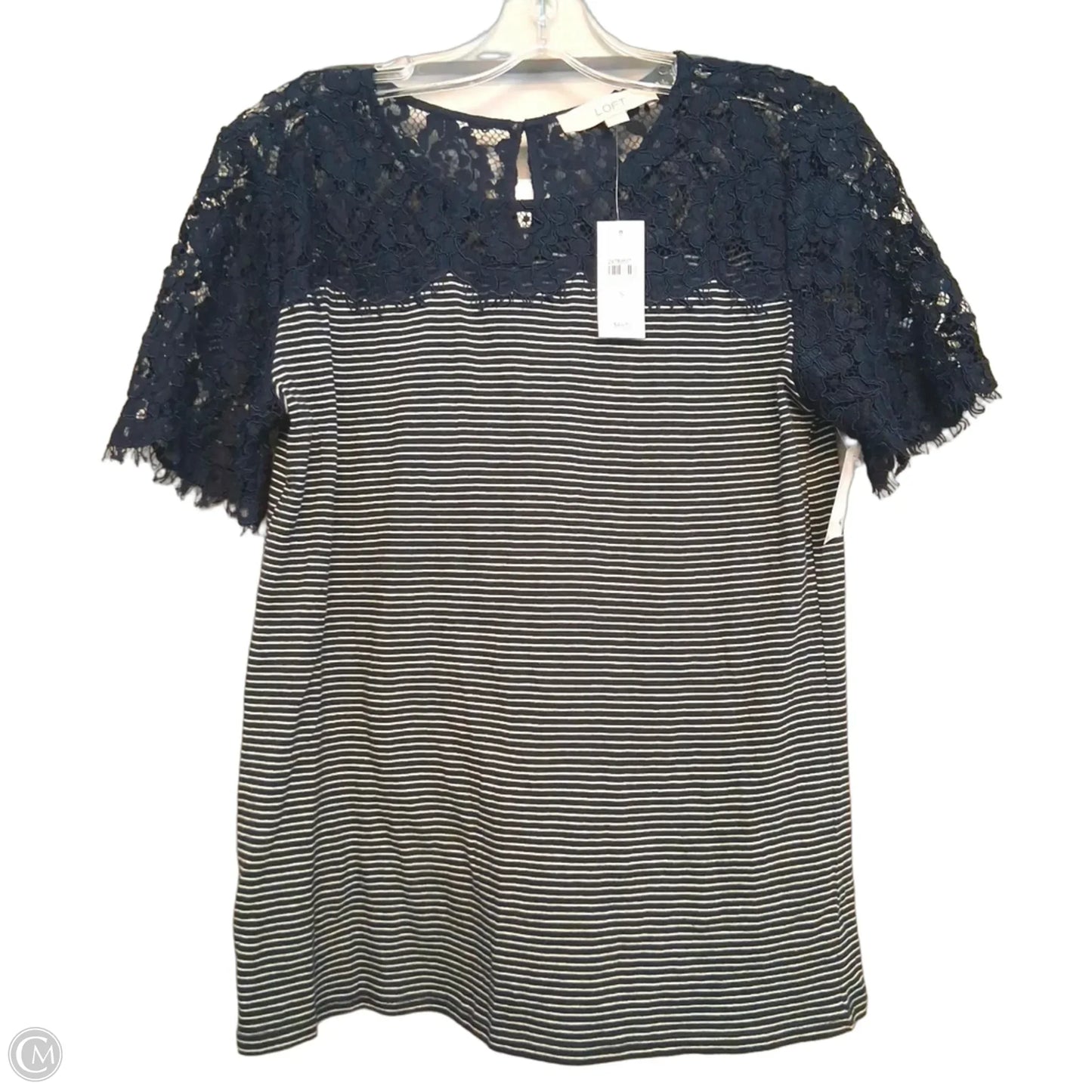 Top Short Sleeve By Loft In Navy, Size: S