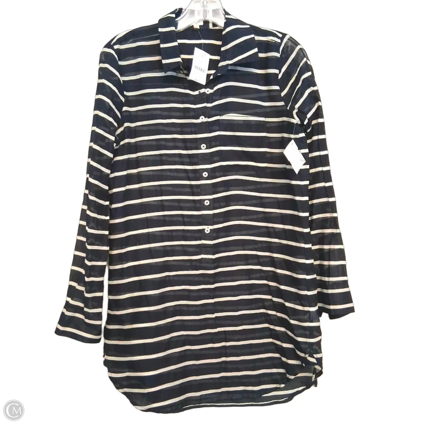 Blouse Long Sleeve By J. Crew In Black & White, Size: Xs