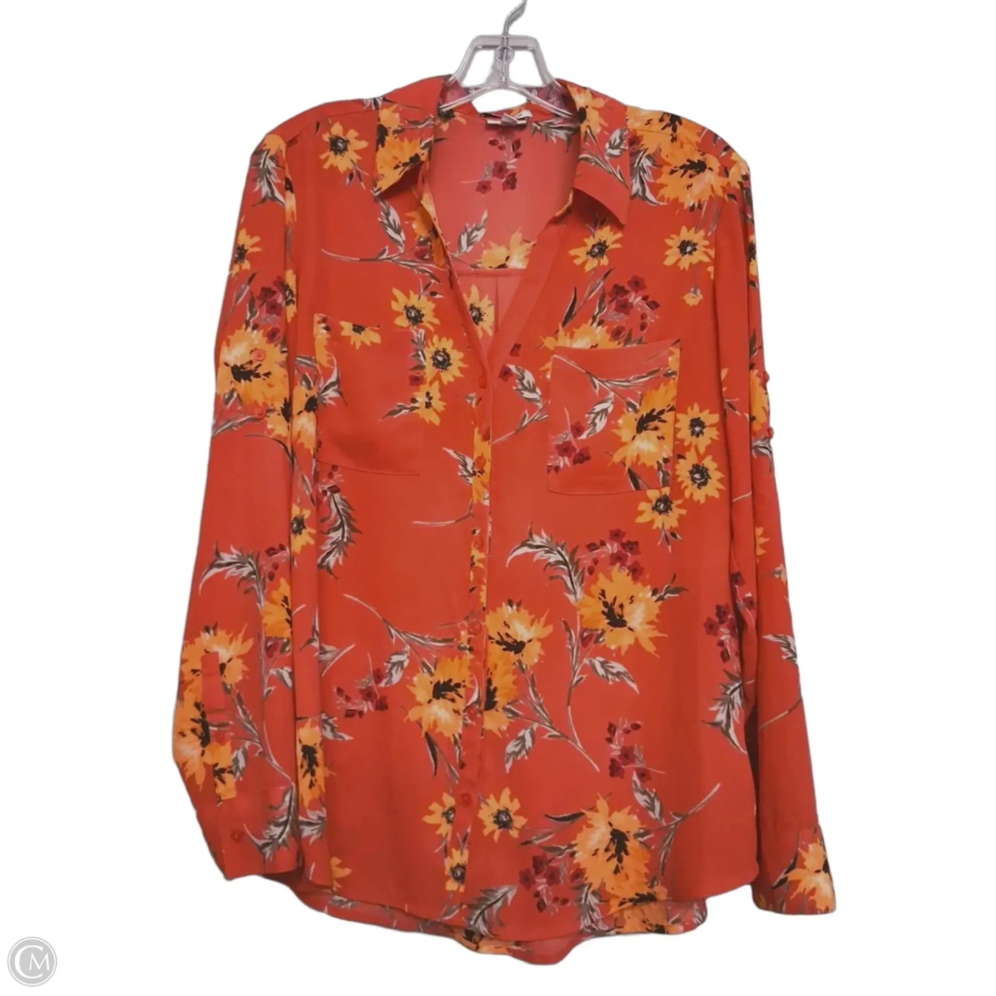 Blouse Long Sleeve By Express In Floral Print, Size: L