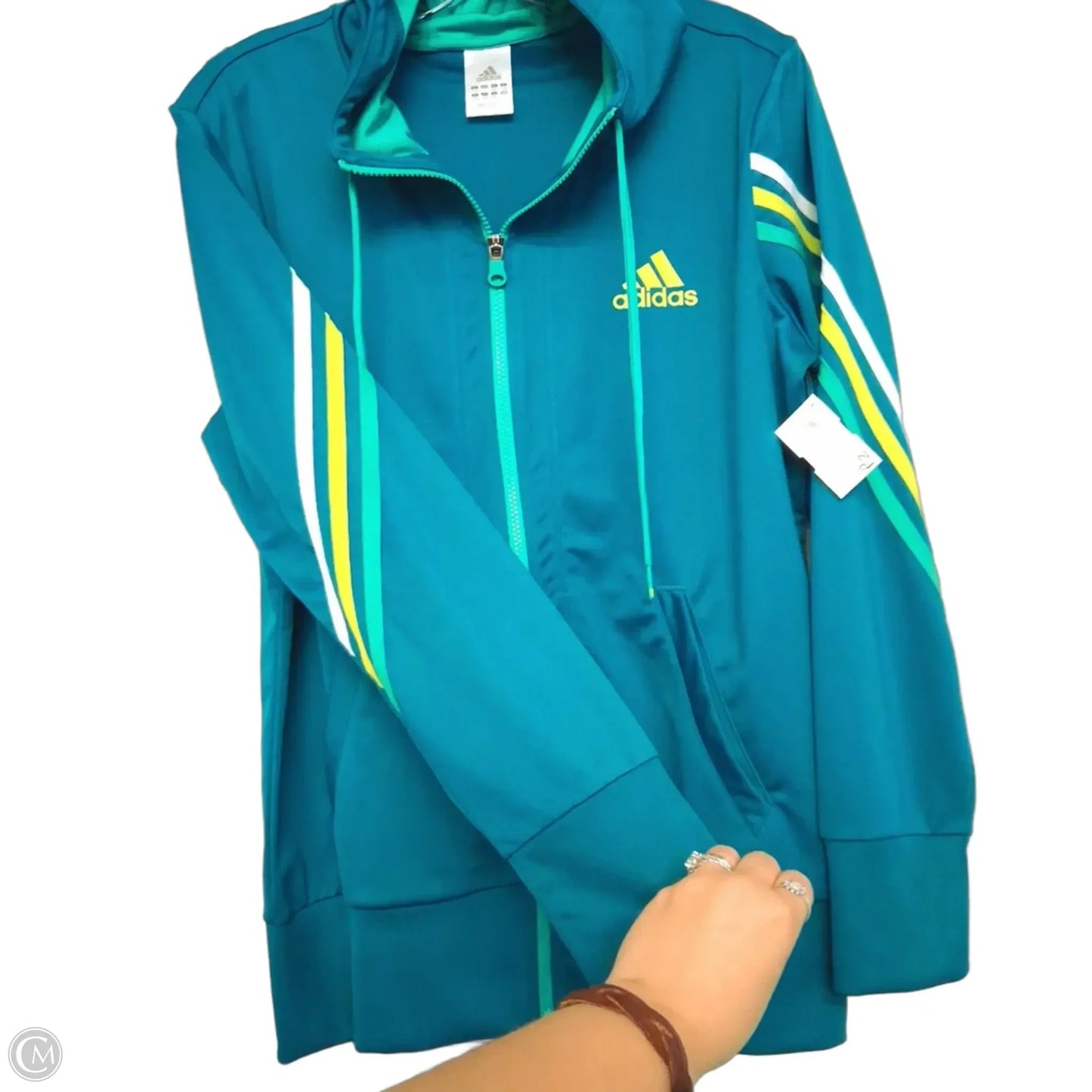 Athletic Jacket By Adidas In Green, Size: L