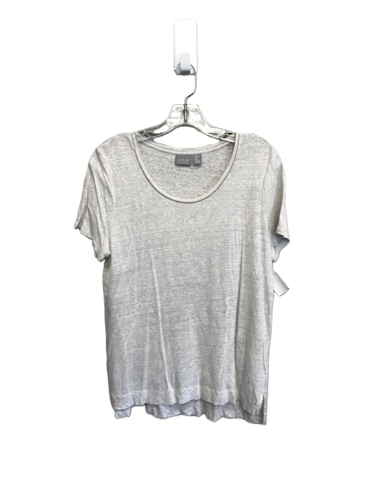 Grey Top Short Sleeve By Kenar, Size: L