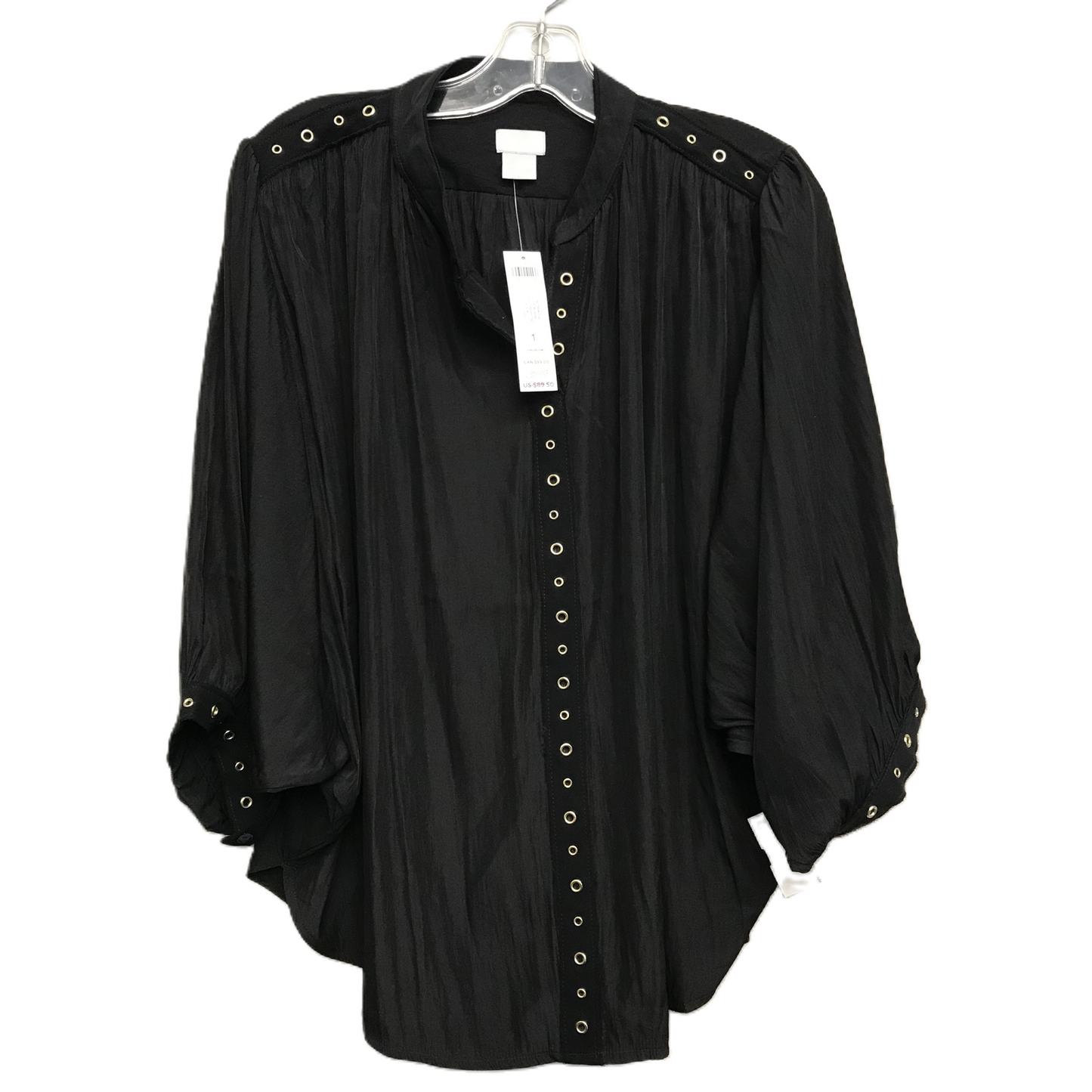 Top 3/4 Sleeve By Chicos In Black, Size: M