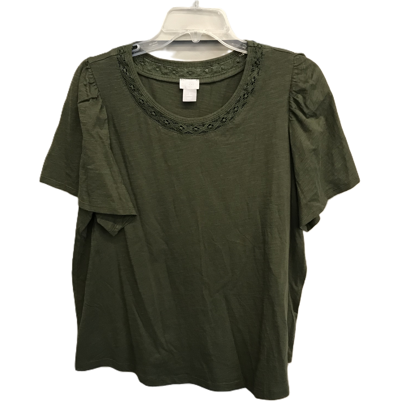 Green Top Short Sleeve Basic By Chicos, Size: L