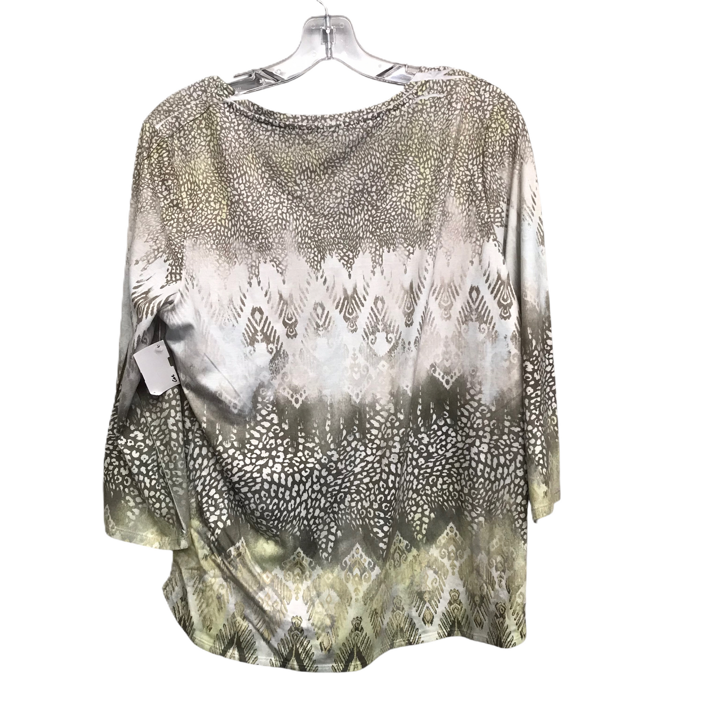 Top Long Sleeve By Zenergy By Chicos In Green & White, Size: L