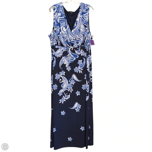Dress Casual Maxi By Roz And Ali In Blue & White, Size: 2x