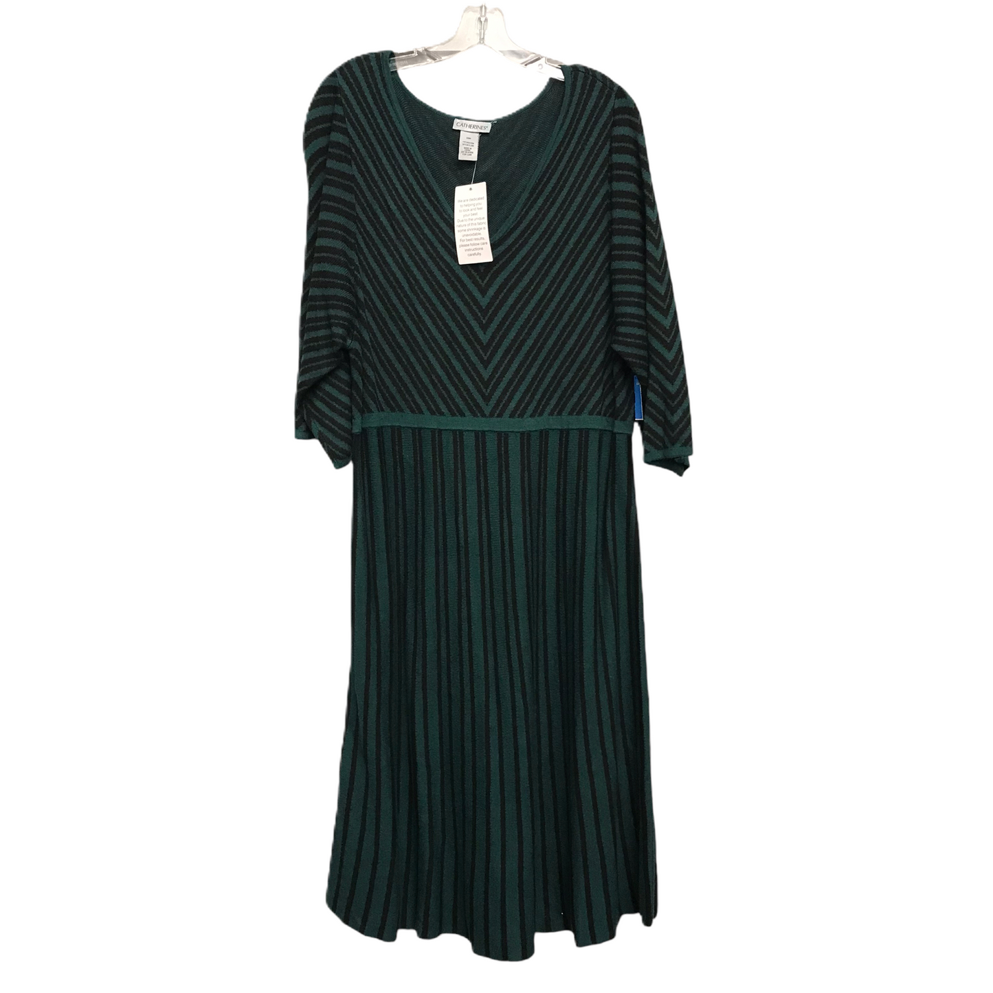 Dress Casual Midi By Catherines In Black & Green, Size: 1x