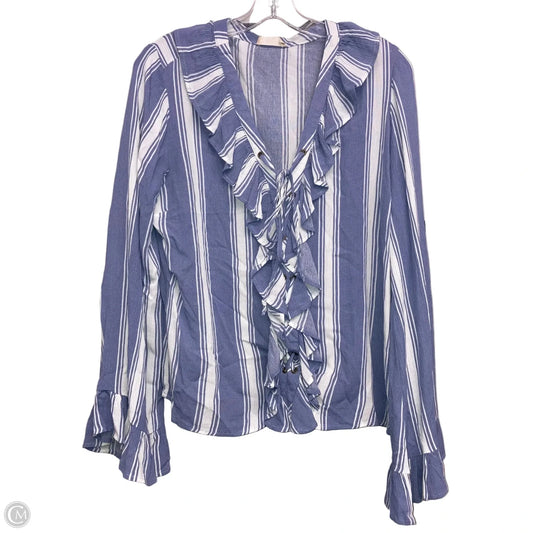 Top Long Sleeve By Altard State In Blue & White, Size: M