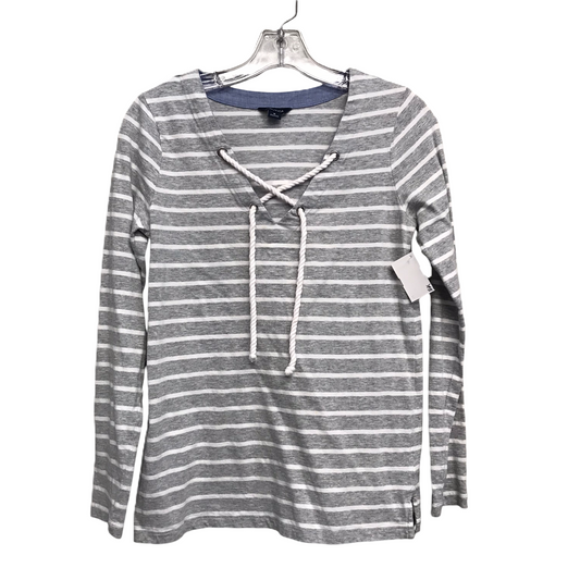 Top Long Sleeve Basic By Nautica In Grey & White, Size: S