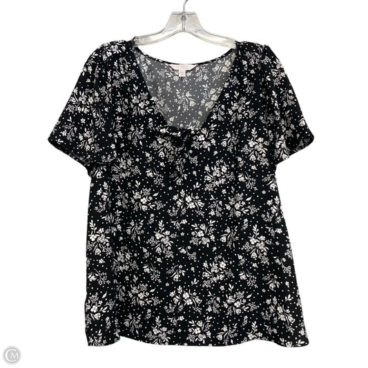 Top Short Sleeve By Lc Lauren Conrad In Black & White, Size: 1x