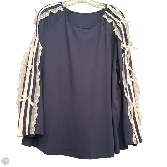 Top Long Sleeve By Shein In Blue & White, Size: 1x
