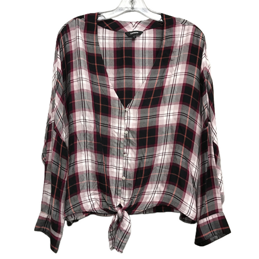 Top Long Sleeve By Express In Plaid Pattern, Size: L