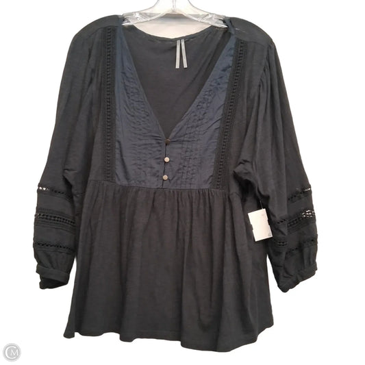 Top 3/4 Sleeve By Anthropologie In Black, Size: Xl
