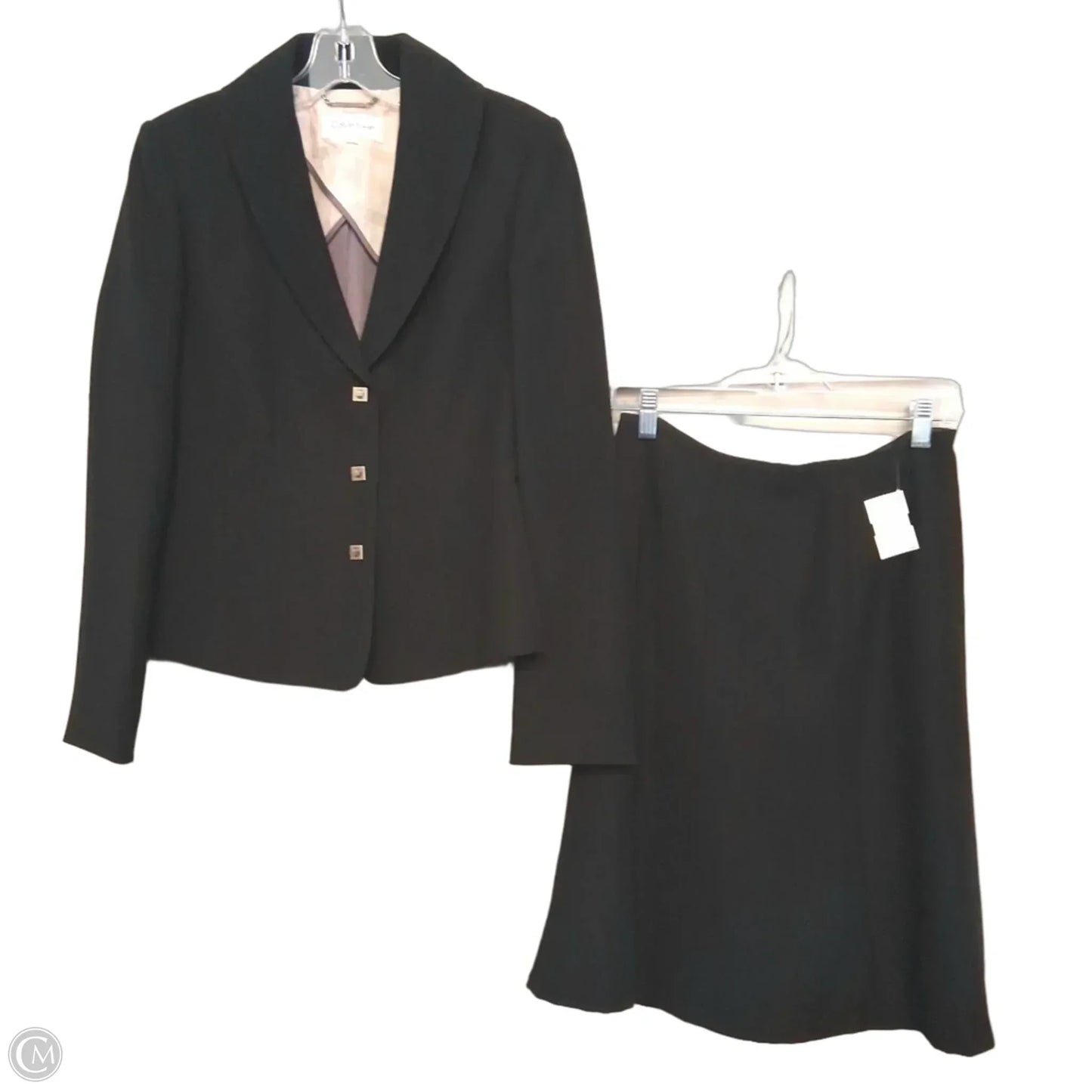 Skirt Suit 2pc By Calvin Klein In Black, Size: 2