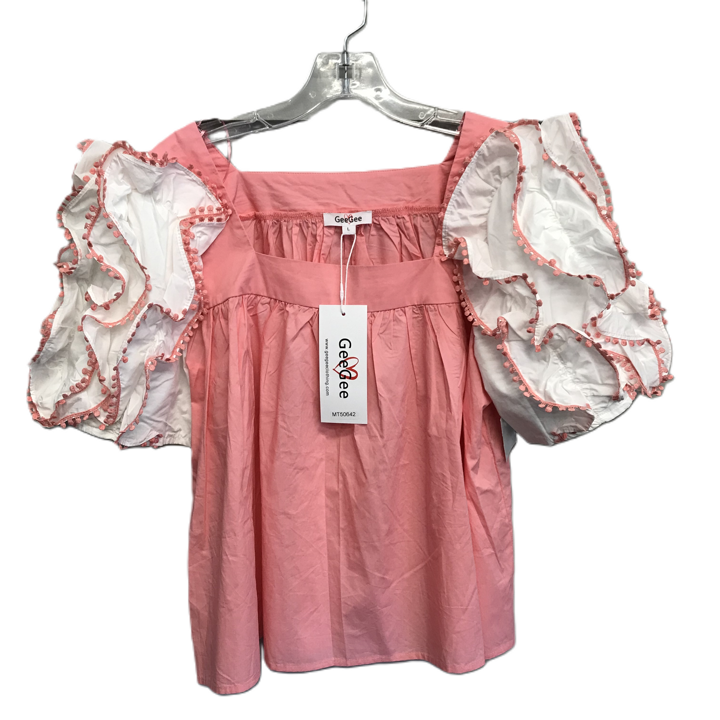 Pink Top Short Sleeve By GEEGEE, Size: L