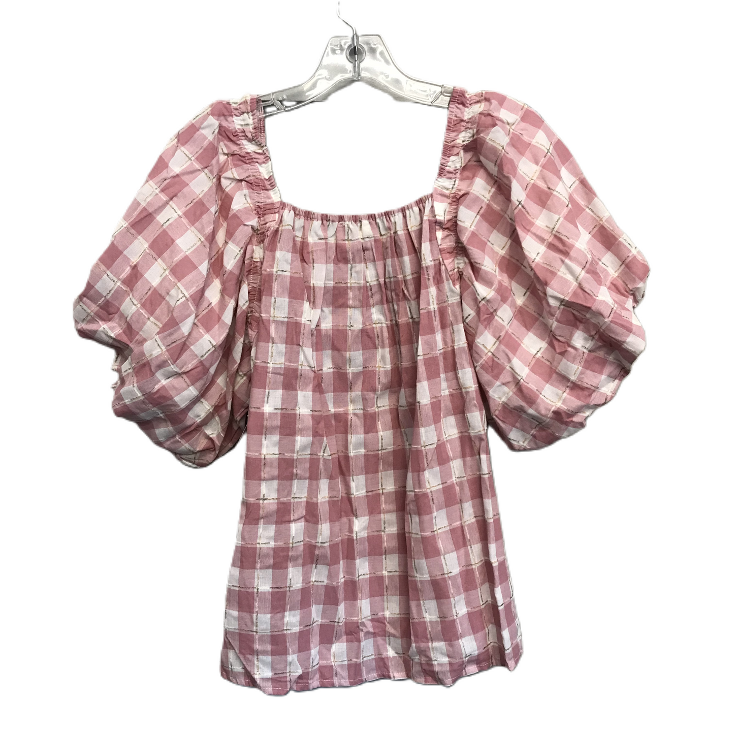 Plaid Pattern Top Short Sleeve By Entro, Size: L