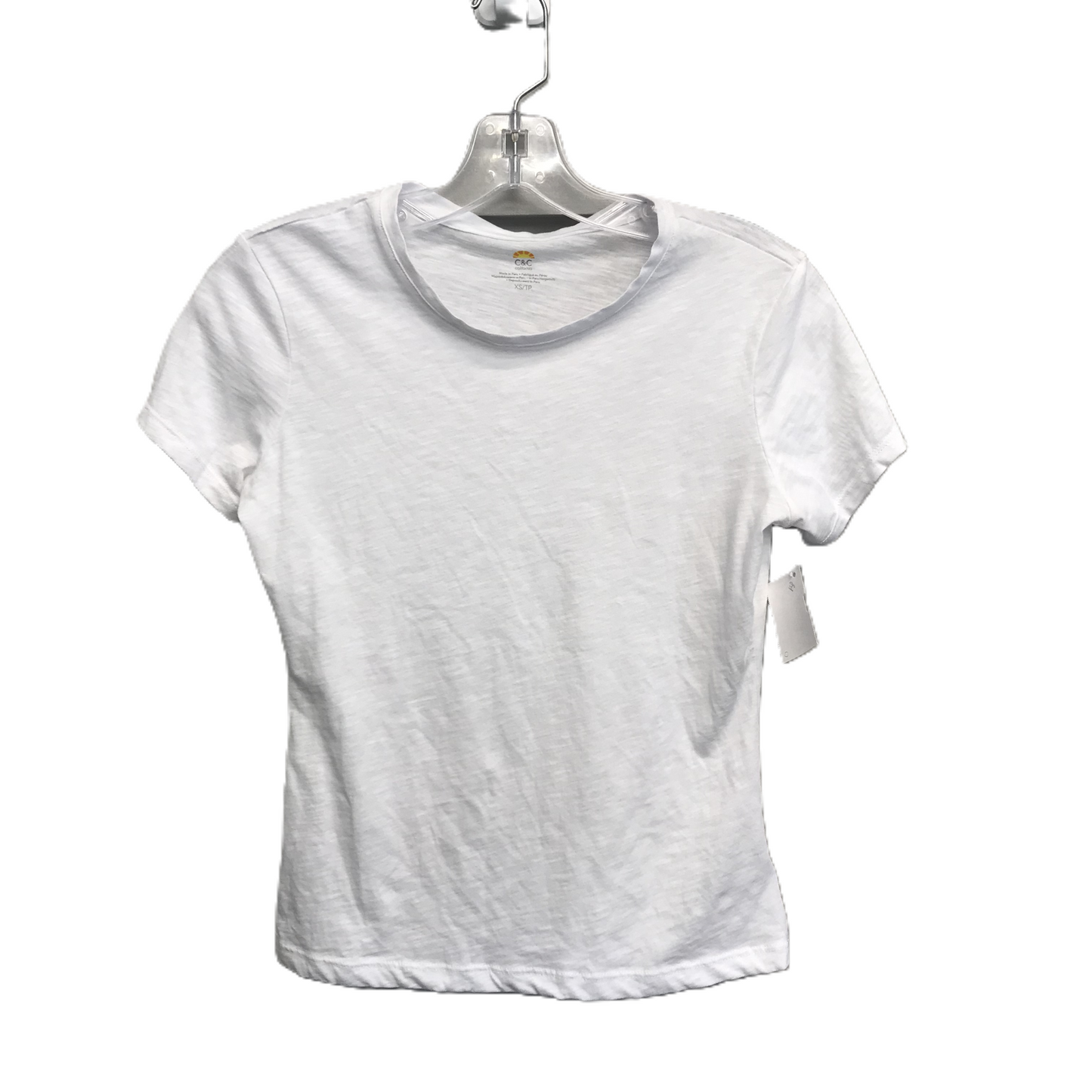 White Top Short Sleeve Basic By C And C, Size: S