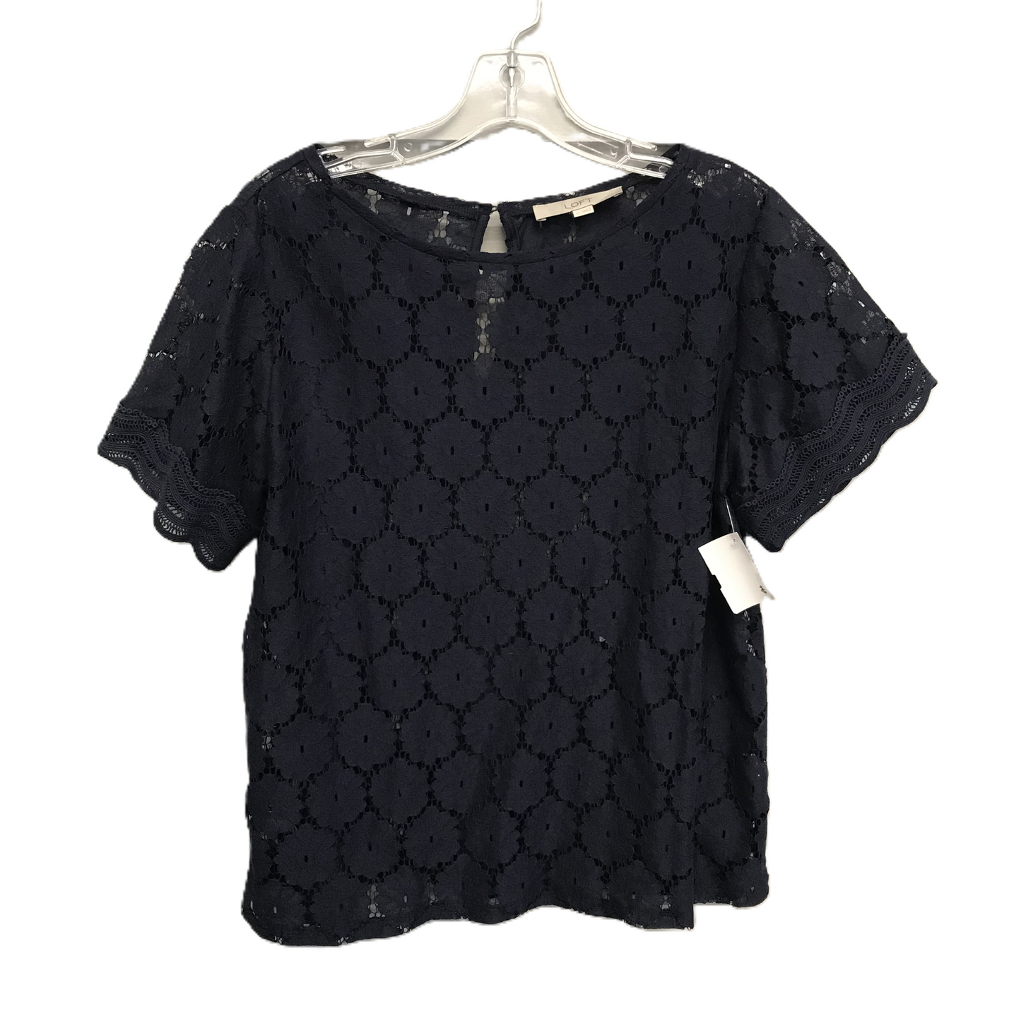 Navy Top Short Sleeve By Loft, Size: M