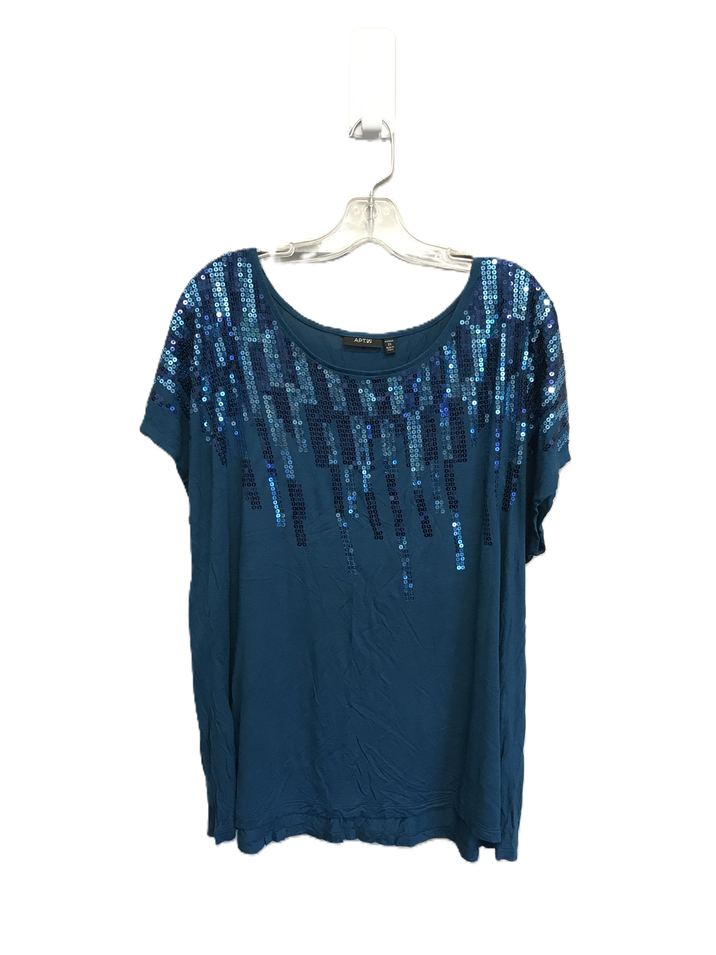 Blue Top Short Sleeve By Apt 9, Size: 2x