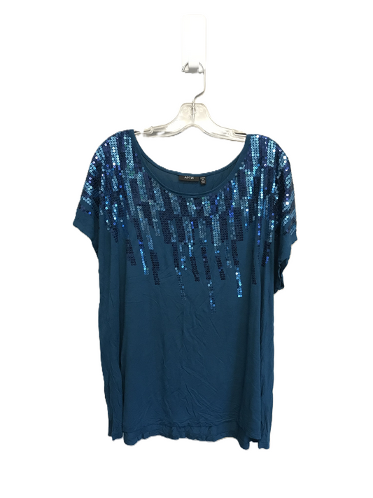 Blue Top Short Sleeve By Apt 9, Size: 2x