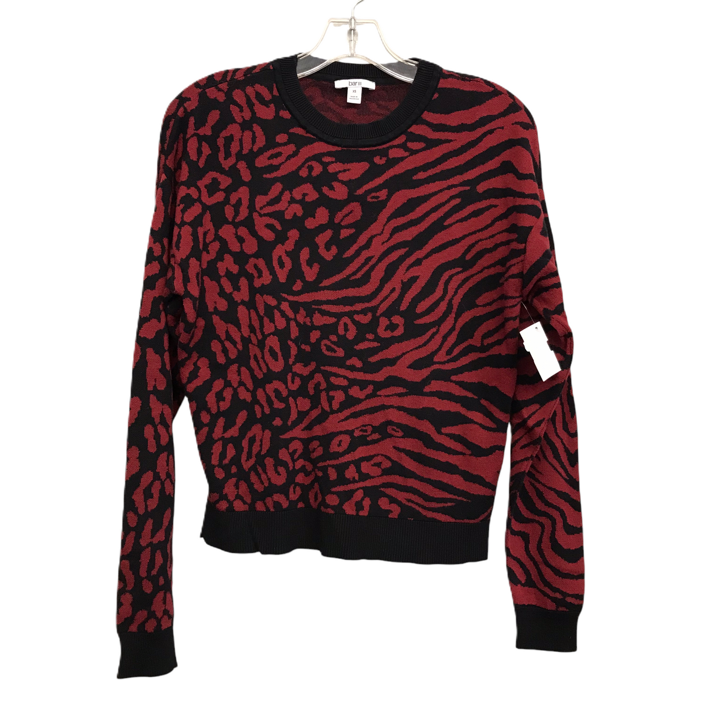 Top Long Sleeve By Bar Iii In Black & Red, Size: Xs