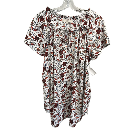 Floral Print Top Short Sleeve By Loft, Size: 2x