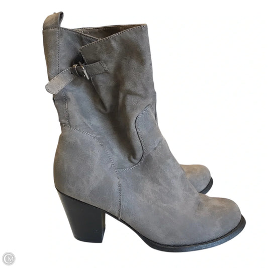 Boots Ankle Heels By Justfab In Grey, Size: 8.5
