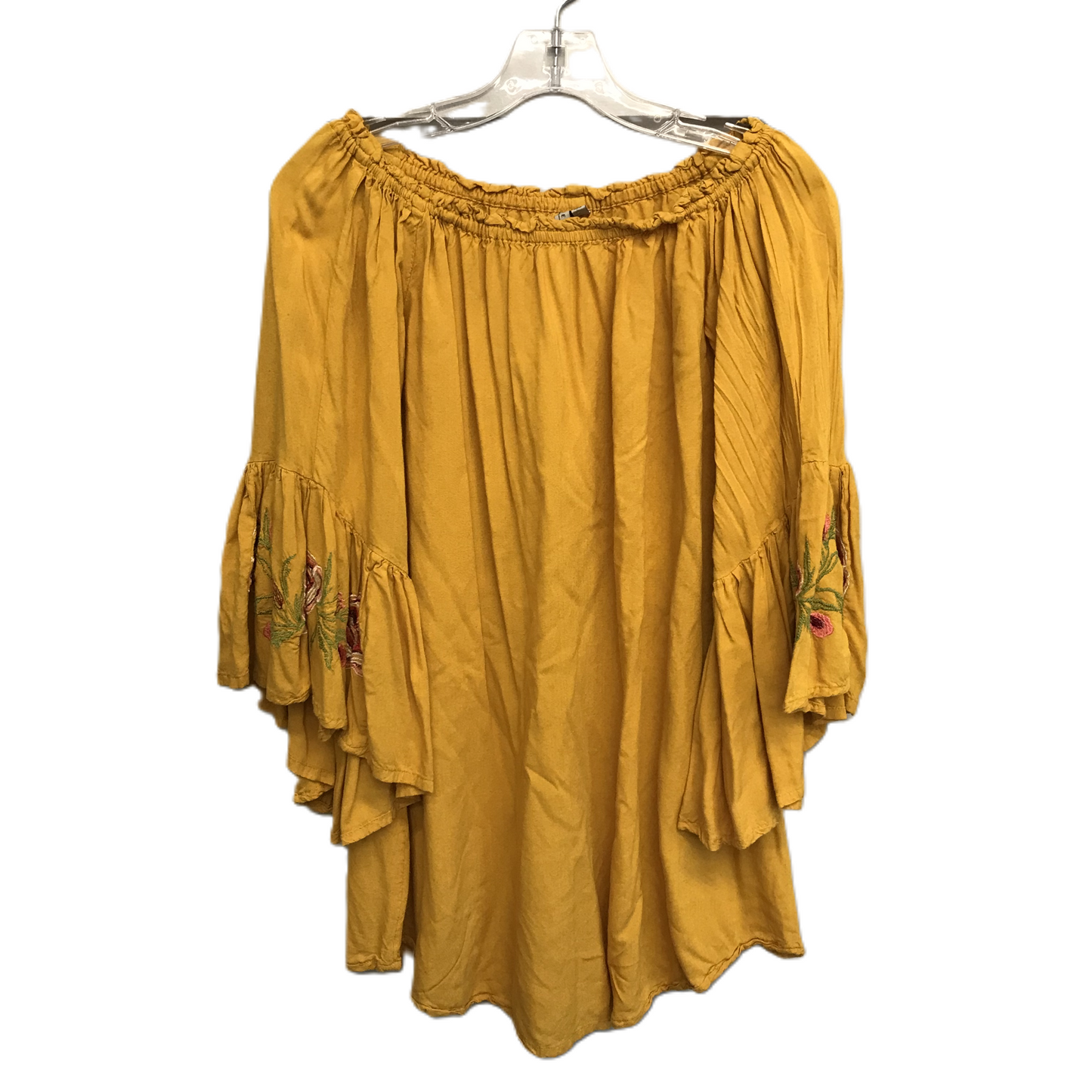 Yellow Top Long Sleeve By Feathers, Size: M