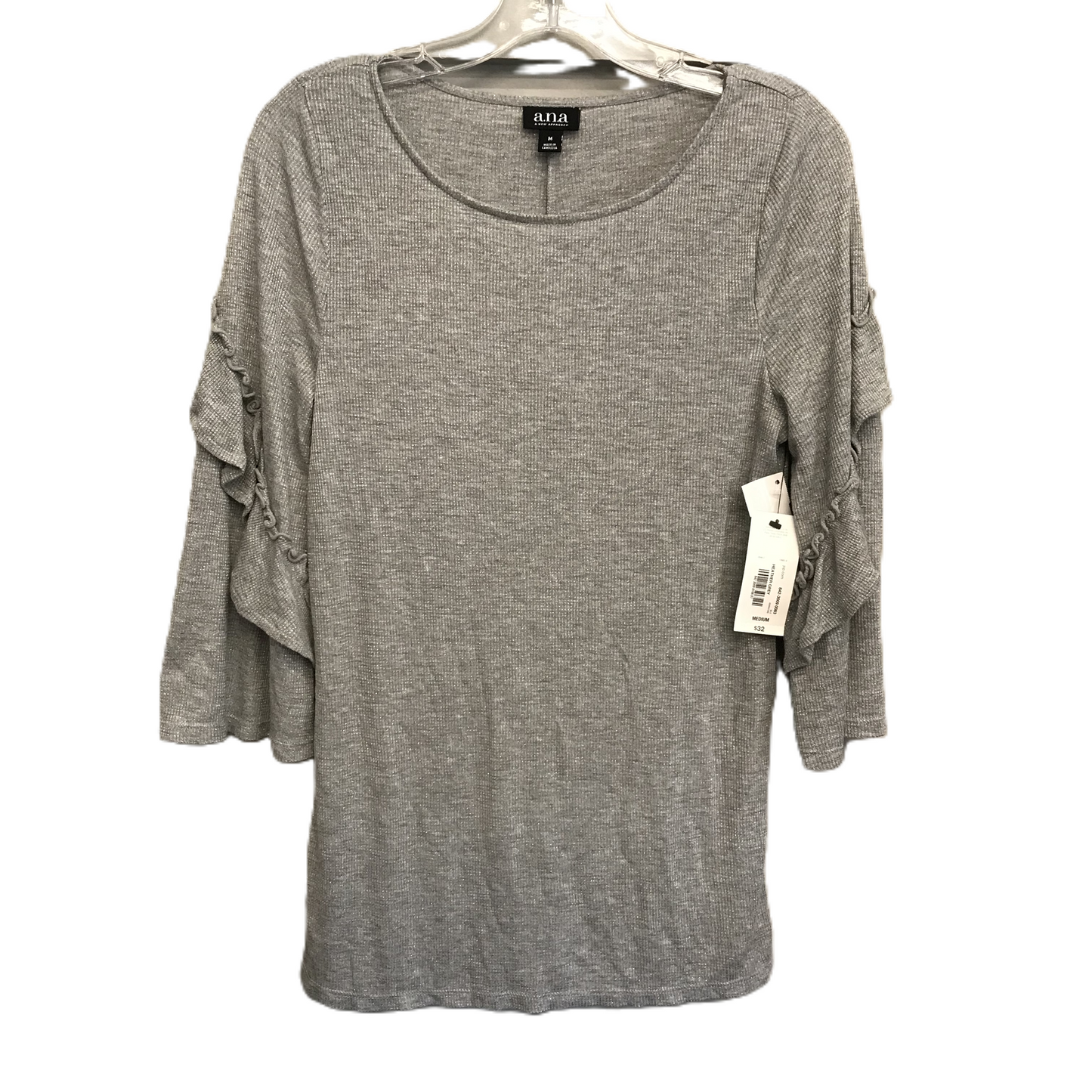 Grey Top Long Sleeve By Ana, Size: M