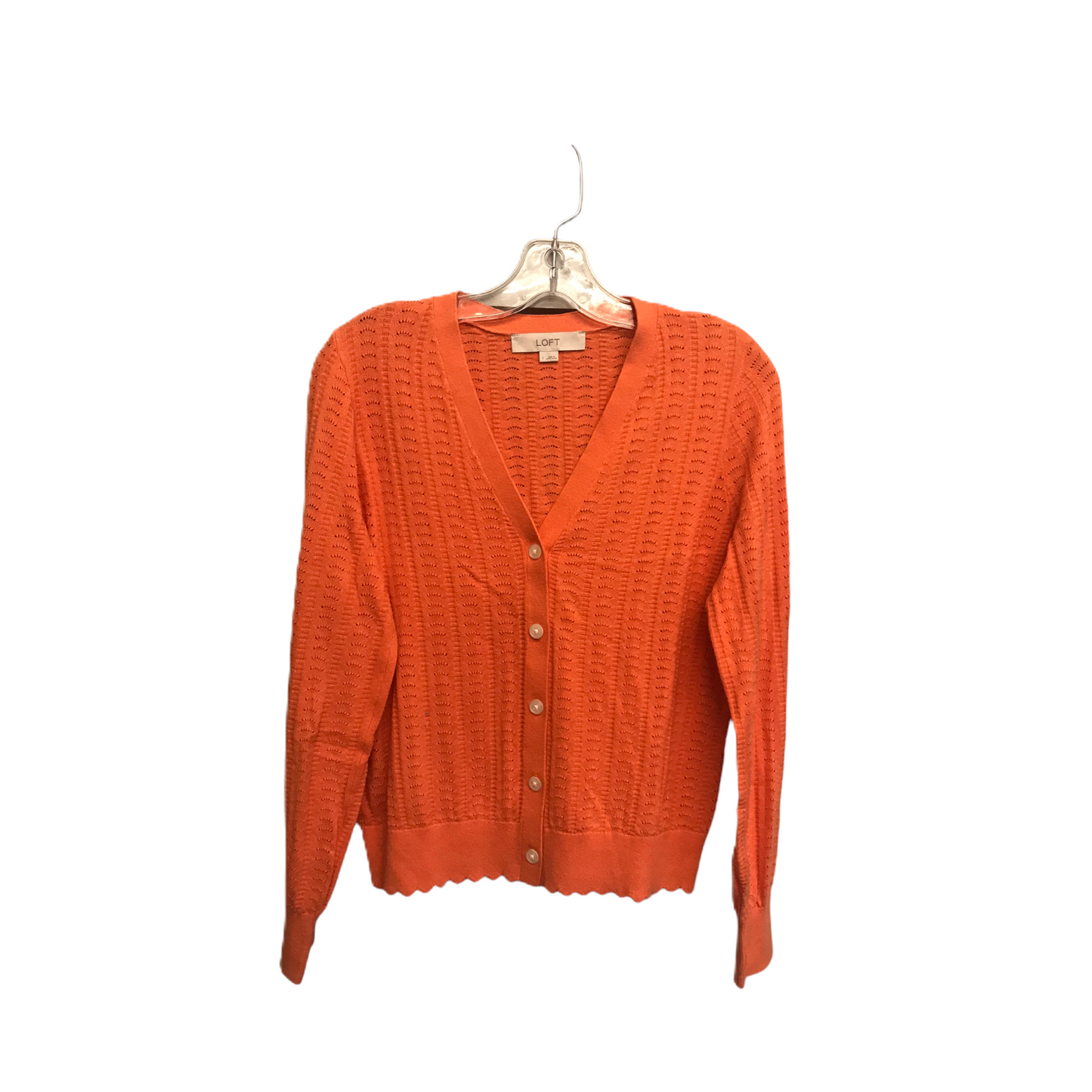 Orange Sweater Cardigan By Loft, Size: S